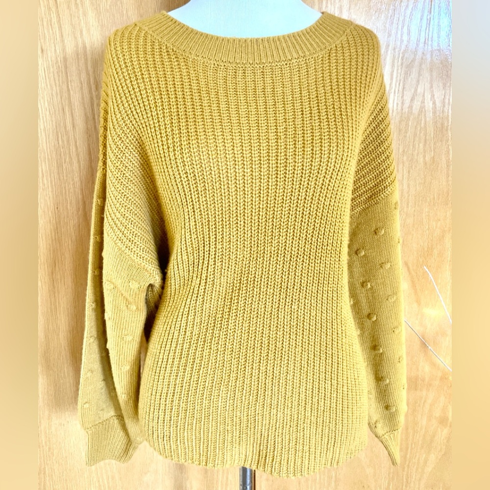 EUC-Mustard Yellow Dolman-Sleeve Sweater